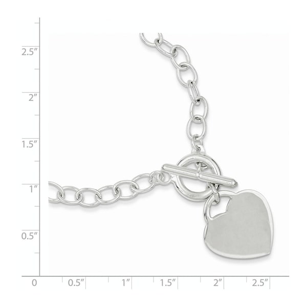 925 Sterling Silver Linked Polished Heart Bracelet 7.5/" with Heart Clasp