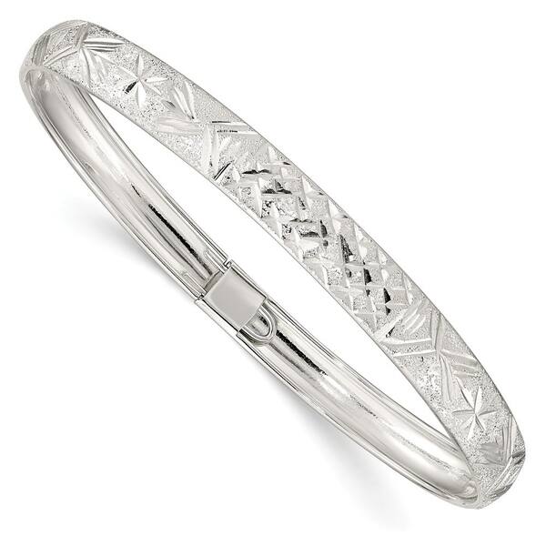 Solid 925 Sterling Silver 6.5mm Diamond-Cut Flexible Bangle Solid 925 Sterling Silver 6.5mm Diamond-Cut Flexible Bangle