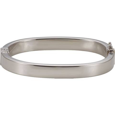 Curata 925 Sterling Silver Hinged Squared Cuff Stackable Bangle Bracelet 7 Inch
