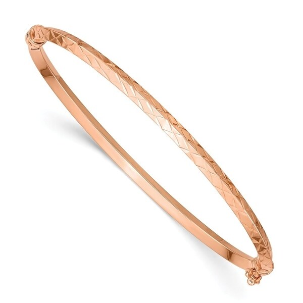 DiamondJewelryNY Double Loop Bangle Bracelet with a Plain Disc Charm.