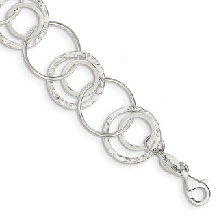 Sterling Silver Polished Ovals And Textured Circles Bracelet