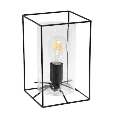 Lalia Home Geometric Table Lamp w/ Clear Cylindrical Glass Shade