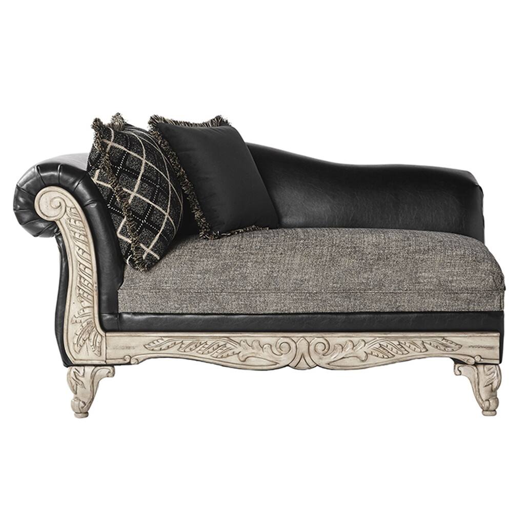 Roundhill Furniture San Marino 2-Tone Fabric Wooden Frame Chaise in Ebony
