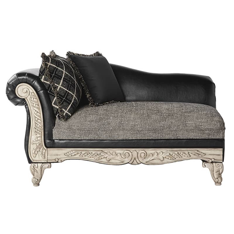 Roundhill Furniture San Marino 2-Tone Fabric Wooden Frame Chaise in Ebony