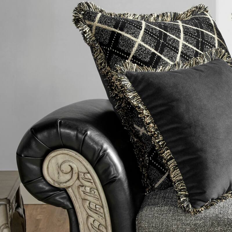 Roundhill Furniture San Marino 2-Tone Fabric Wooden Frame Chaise in Ebony