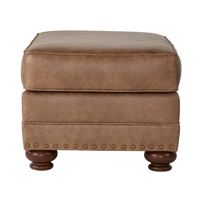 Roundhill Furniture Leinster Fabric Arm Chair and Ottoman in Jetson Ginger