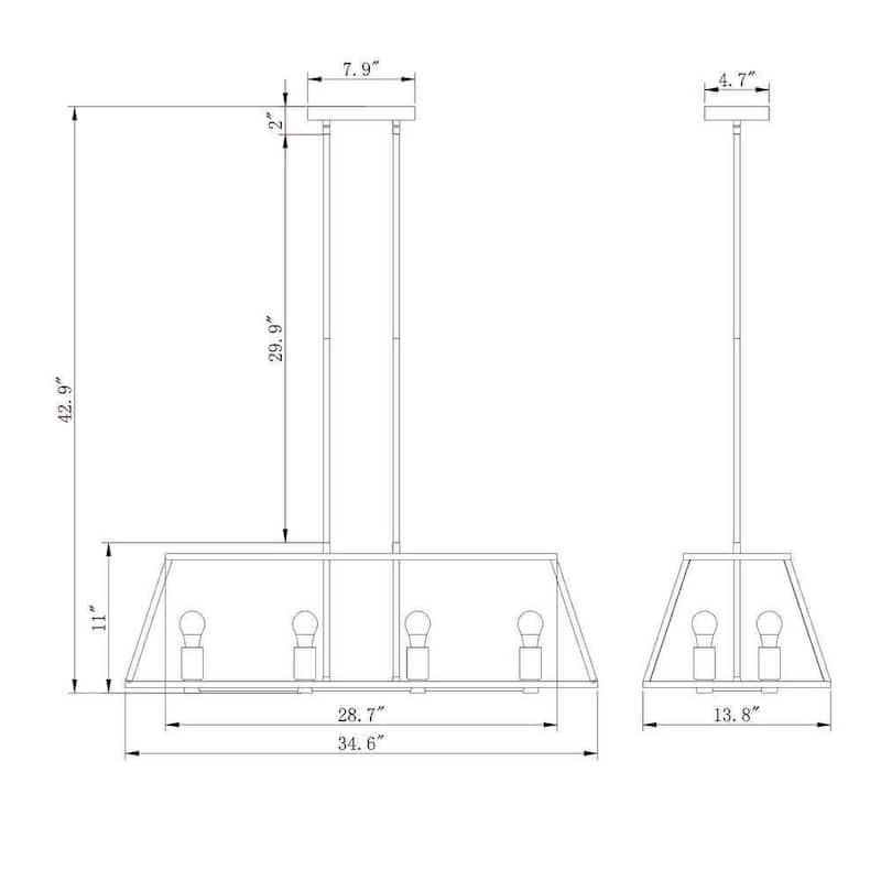 Jerry Matte Black+Gold 8-Light Linear Kitchen Island Chandelier