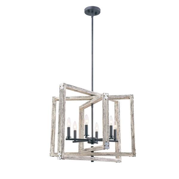 Rustic Wood In White Wash Color 6 Light Pendant No Bulbs 27 1 4 W X 20 1 2 H White Wash Overstock 31028727