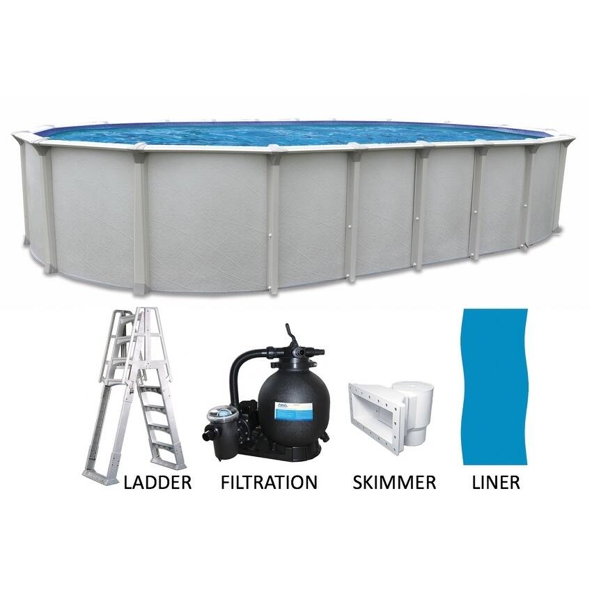 Cornelius Caribbean 15 ft X 31 ft Oval X 54-in wall height Above Ground Swimming Pool Package - 15 X 31 X 54