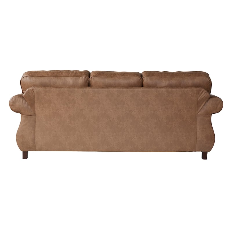 Roundhill Furniture Leinster Fabric Sofa with Antique Bronze Nailheads in Jetson Ginger