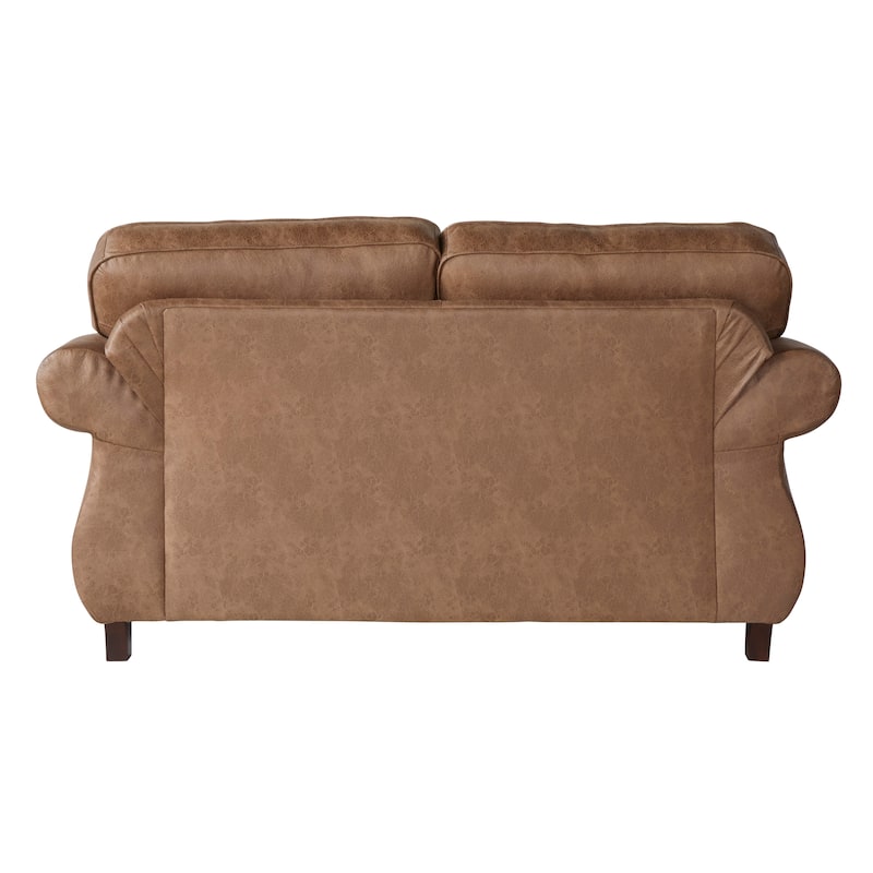 Roundhill Furniture Leinster Fabric Loveseat with Antique Bronze Nailheads in Jetson Ginger