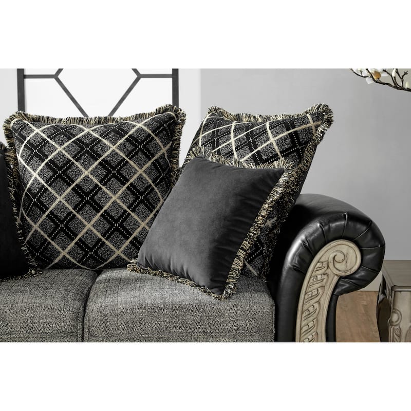 Roundhill Furniture San Marino 2-Tone Fabric Wooden Frame Loveseat in Ebony