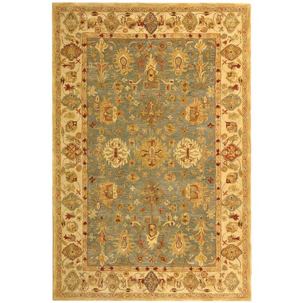 Safavieh Handmade Antiquities Mashad Blue/ Ivory Wool Rug (5 x 8)