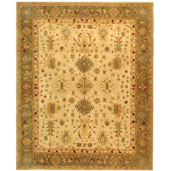 Handmade Heirloom Ivory/ Light Green Wool Rug (8' x 10') Safavieh 7x9   10x14 Rugs