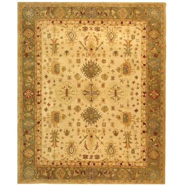 Safavieh Handmade Anatolia Oriental Heirloom Ivory/ Light Green Hand-spun Wool Rug - 8' x 10'