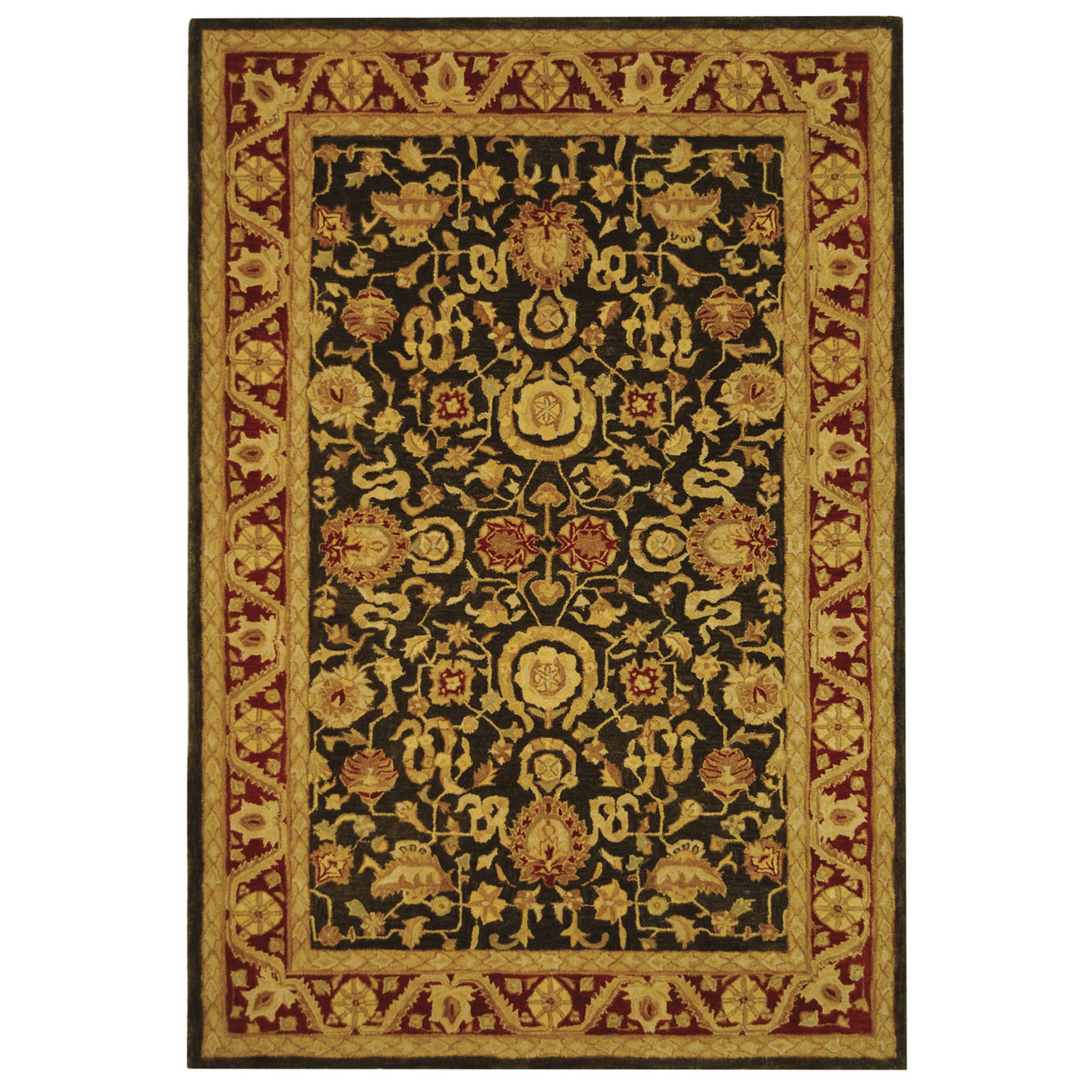 Handmade Kashan Charcoal/ Red Wool Rug (6 X 9) (GrayPattern OrientalMeasures 0.625 inch thickTip We recommend the use of a non skid pad to keep the rug in place on smooth surfaces.All rug sizes are approximate. Due to the difference of monitor colors, s