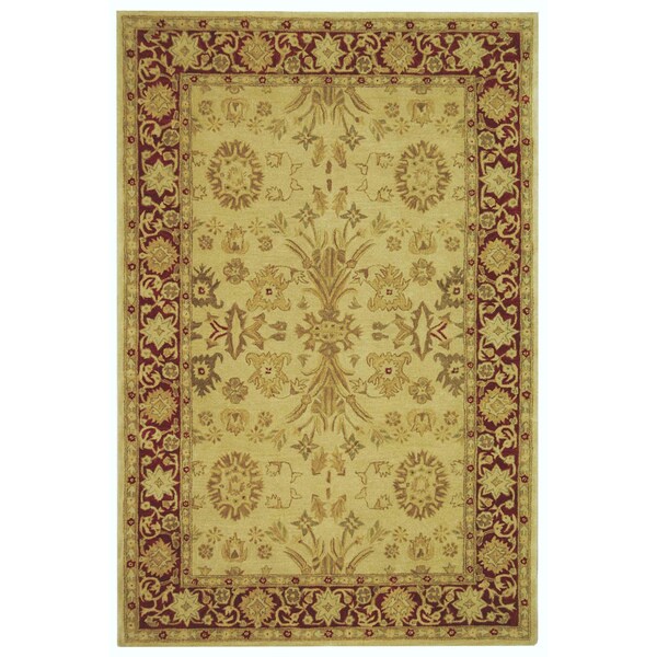 Safavieh Handmade Anatolia Oriental Mashhad Ivory/ Red Hand-spun Wool Rug - 8' x 10'
