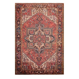 Antique Heriz Hand Knotted Apricot,Ivory Wool Persian Oriental Area Rug ...