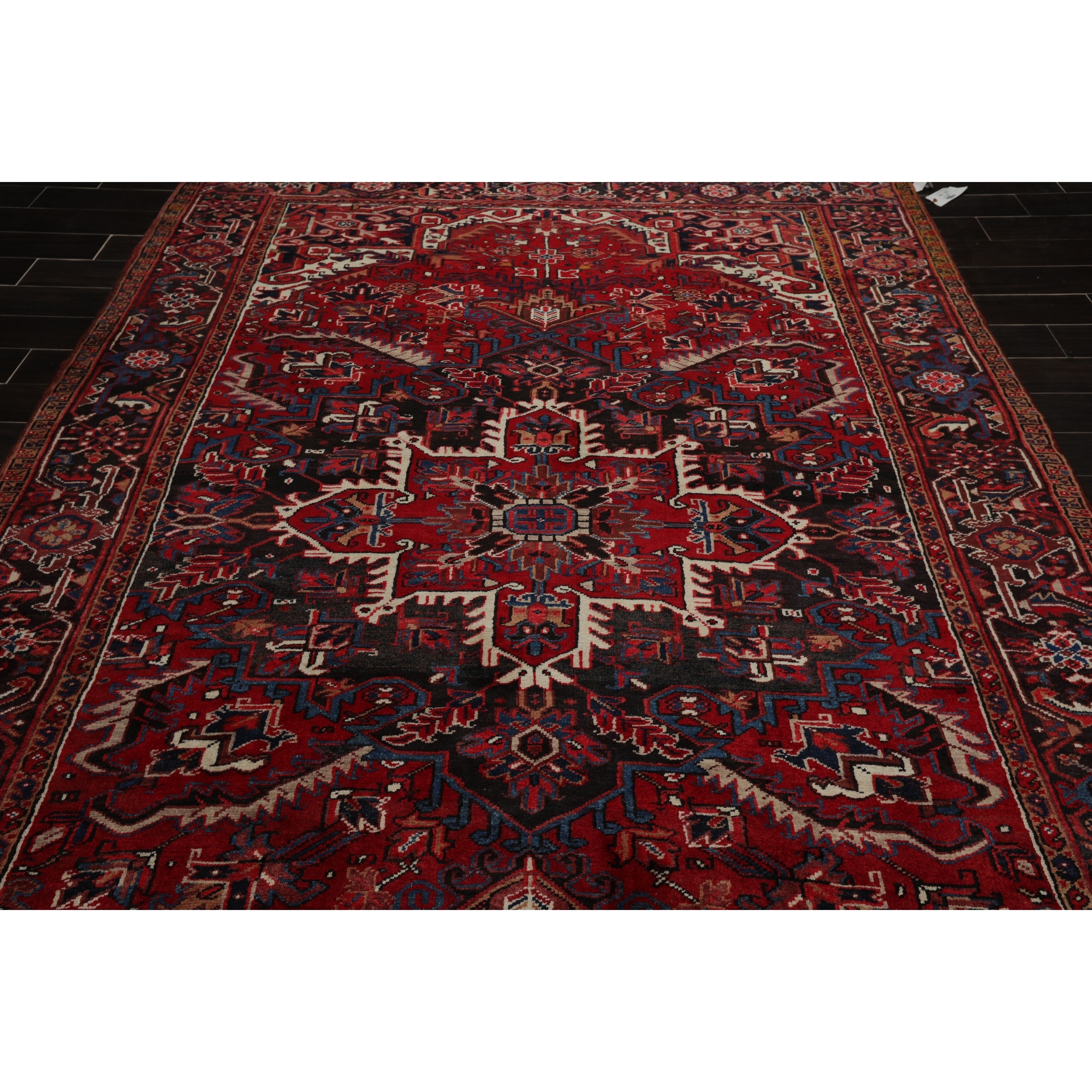 Heriz Hand Knotted Red,Charcoal Wool Persian Oriental Area Rug (8x10) - 07'  03'' x 11' 01'' - On Sale - Bed Bath & Beyond - 31030082