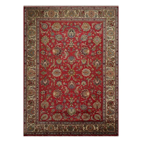 Tabriz Hand Knotted Red Ivory Wool Persian Oriental Area Rug 9x12 08 04 X 12 00 On Sale Overstock 31030089