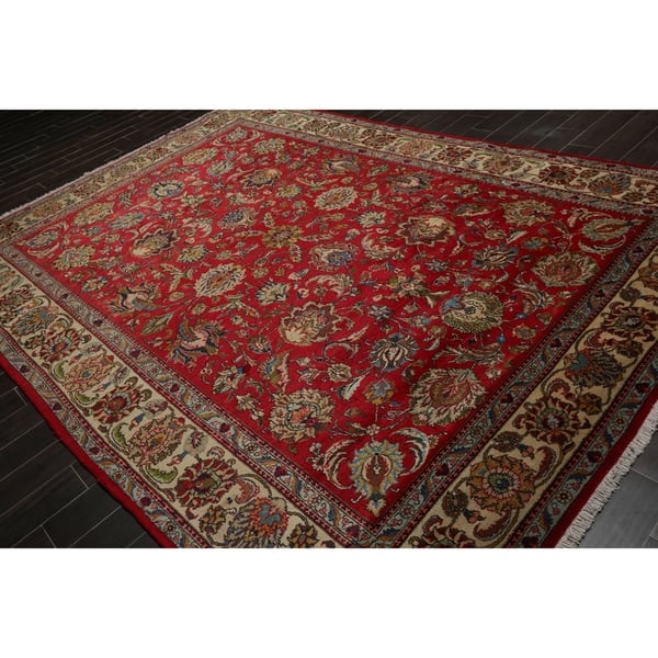 Tabriz Hand Knotted Red Ivory Wool Persian Oriental Area Rug 9x12 08 04 X 12 00 On Sale Overstock 31030089