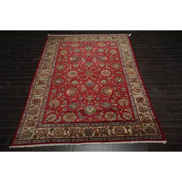 Tabriz Hand Knotted Red Ivory Wool Persian Oriental Area Rug 9x12 08 04 X 12 00 On Sale Overstock 31030089