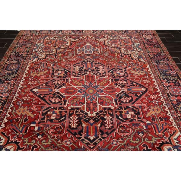 Heriz Hand Knotted Rusty Red Black Wool Persian Oriental Area Rug 8x10 07 09 X 10 09 Overstock 31030093