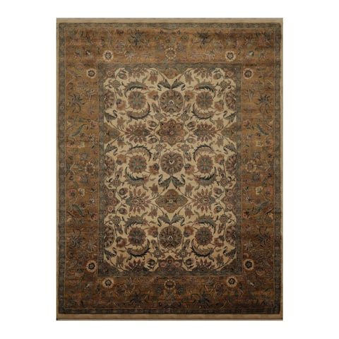 Hand Knotted Agra Beige,Gold Wool Persian Oriental Area Rug (9x12) - 08' 09'' x 11' 09''