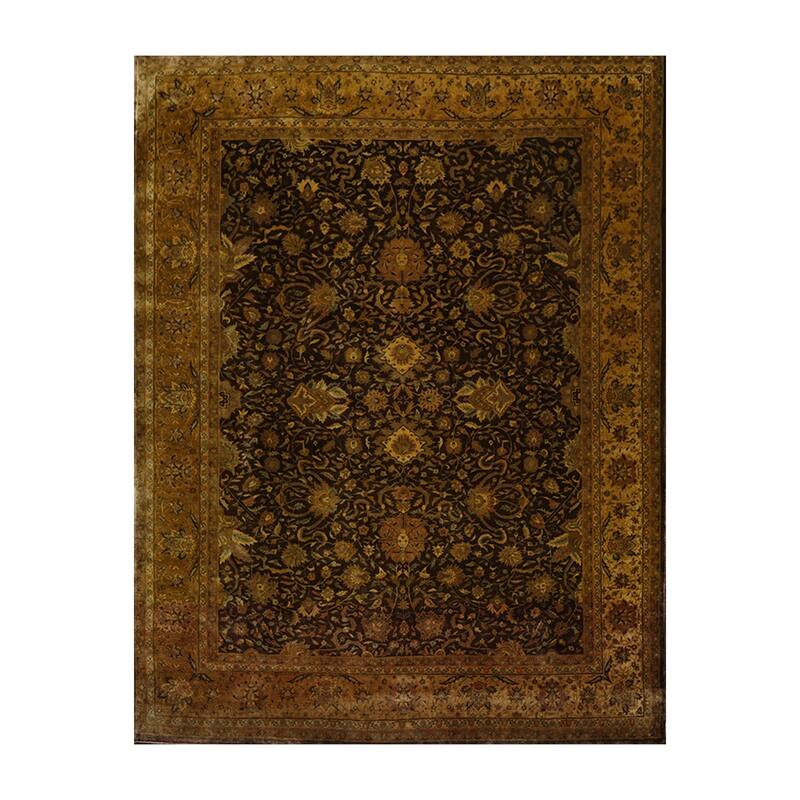 Sarouk Hand Knotted 300 KPSI Chocolate,Gold Wool Persian Oriental Area Rug (9x12) - 08' 08'' x 11' 04''