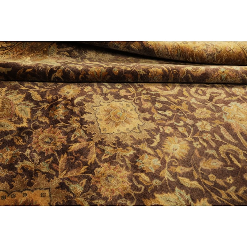 Sarouk Hand Knotted 300 KPSI Chocolate,Gold Wool Persian Oriental Area Rug (9x12) - 08' 08'' x 11' 04''