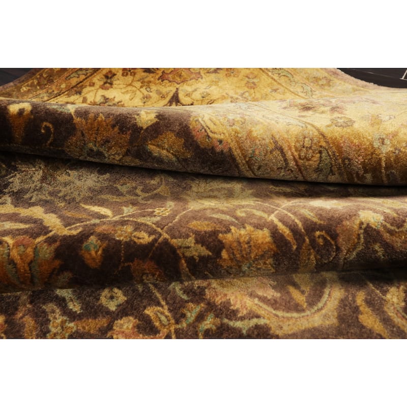 Sarouk Hand Knotted 300 KPSI Chocolate,Gold Wool Persian Oriental Area Rug (9x12) - 08' 08'' x 11' 04''