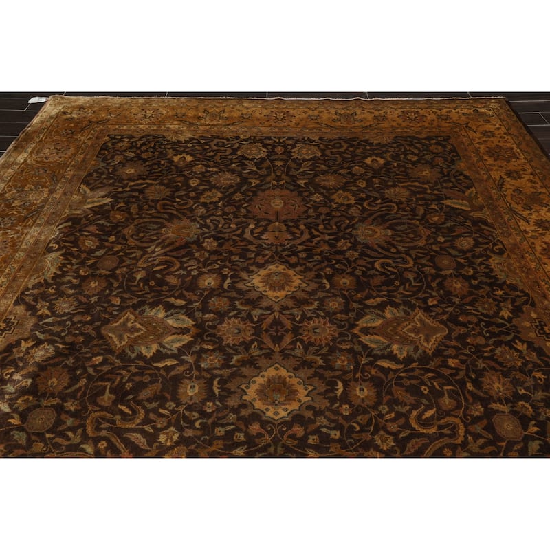 Sarouk Hand Knotted 300 KPSI Chocolate,Gold Wool Persian Oriental Area Rug (9x12) - 08' 08'' x 11' 04''