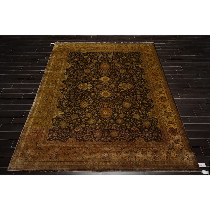Sarouk Hand Knotted 300 KPSI Chocolate,Gold Wool Persian Oriental Area Rug (9x12) - 08' 08'' x 11' 04''