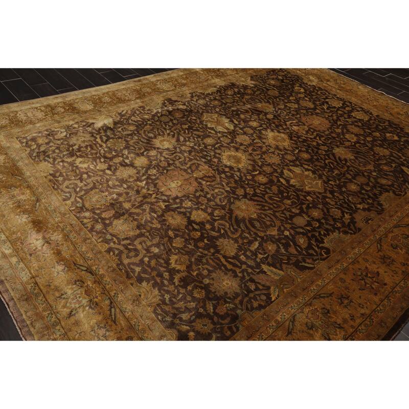 Sarouk Hand Knotted 300 KPSI Chocolate,Gold Wool Persian Oriental Area Rug (9x12) - 08' 08'' x 11' 04''