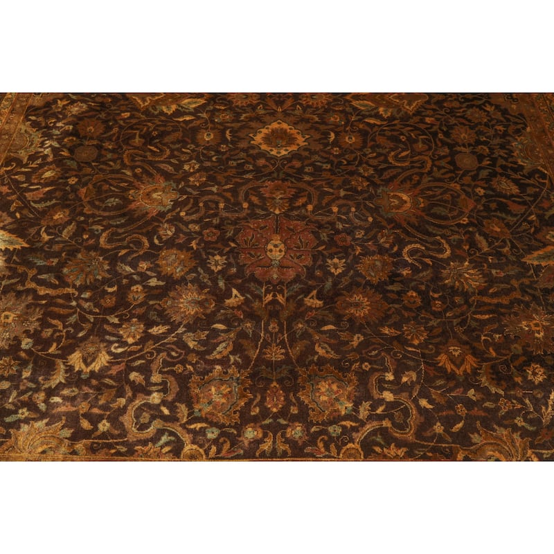 Sarouk Hand Knotted 300 KPSI Chocolate,Gold Wool Persian Oriental Area Rug (9x12) - 08' 08'' x 11' 04''