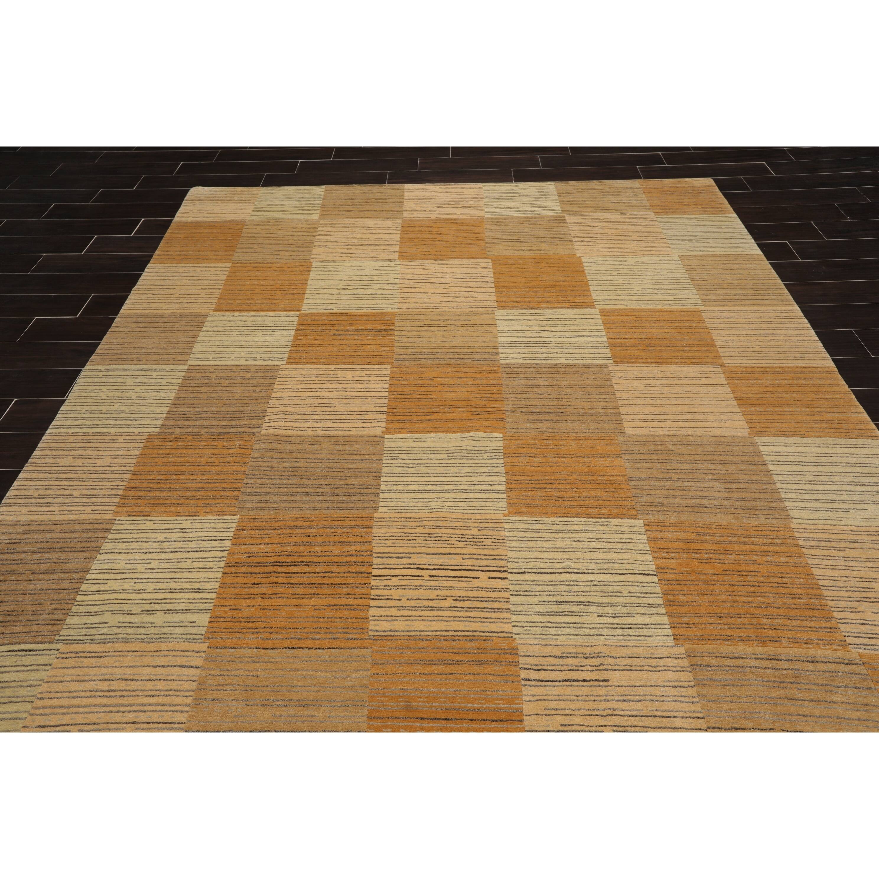 Hand Knotted Beige,Brown Tibetan Wool Contemporary Oriental Area Rug ...