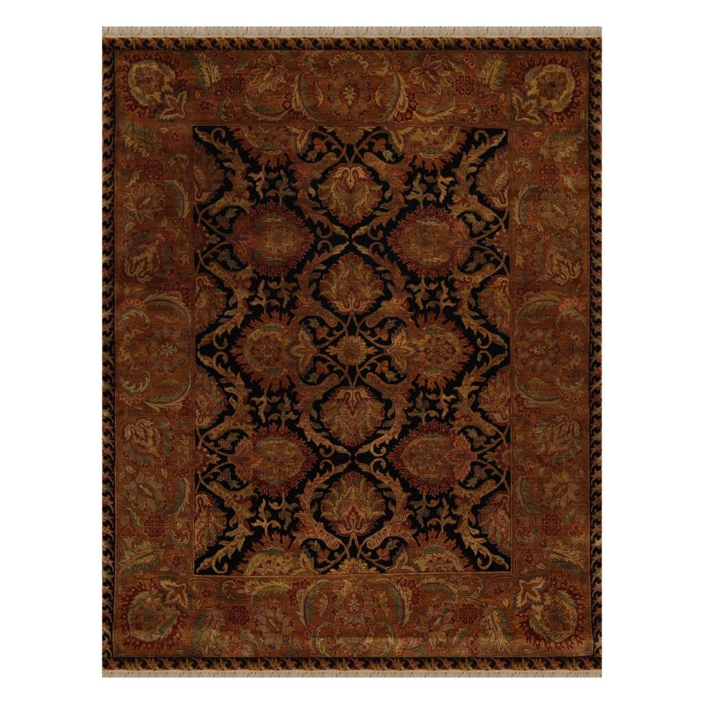 Hand Knotted Agra Black,Gold Wool Persian Oriental Area Rug (8x10) - 08' 00'' x 10' 01''