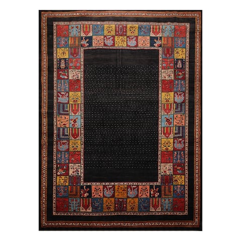 Hand Knotted 200 KPSI Gabbeh Charcoal,Gold Wool Persian Oriental Area Rug (8x10) - 08' 01'' x 11' 08''