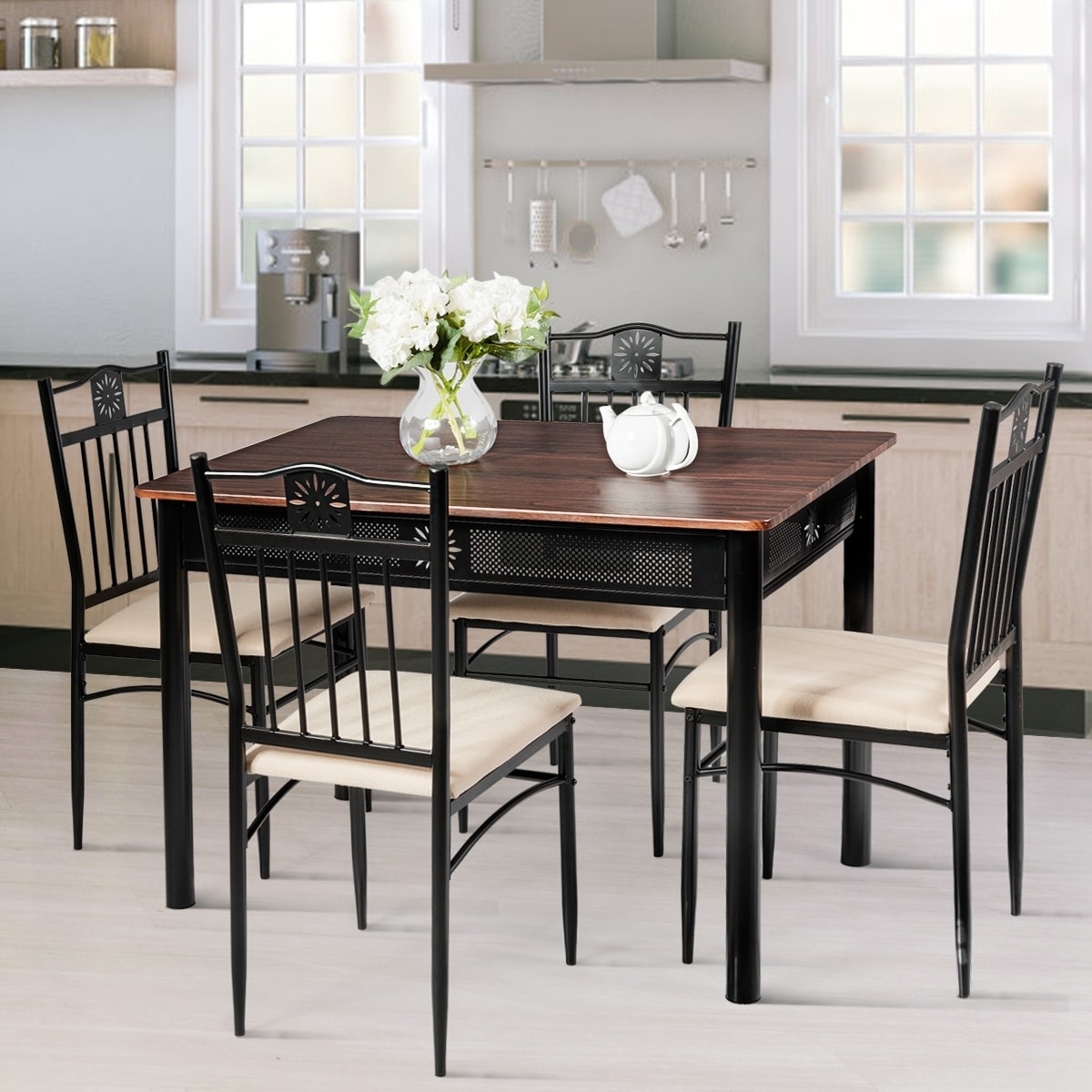 wood and metal dinette sets