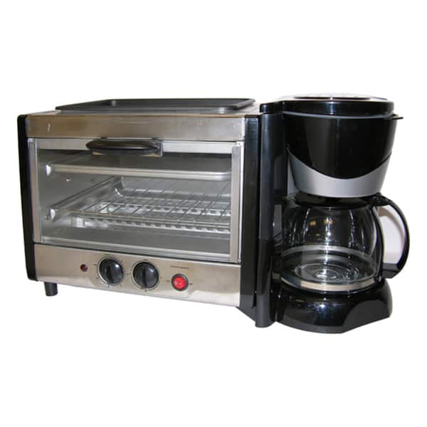slide 1 of 1, 4-in-1 Breakfast Maker Toaster Oven/ Coffee Maker
