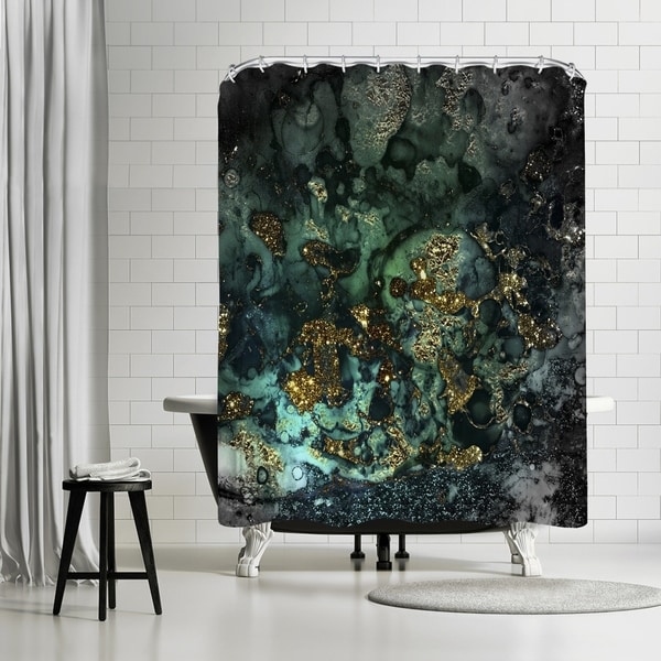 Modern Black Gold Creative Marble Texture Shower Curtain Set for