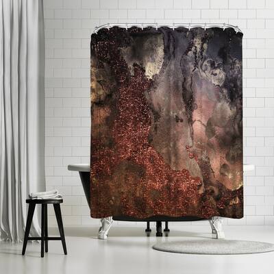 Americanflat 71" x 74" Shower Curtain, Luxury Copper And Bronze Glitter Gold Gem Agate And Marble Texture by Grab My Art