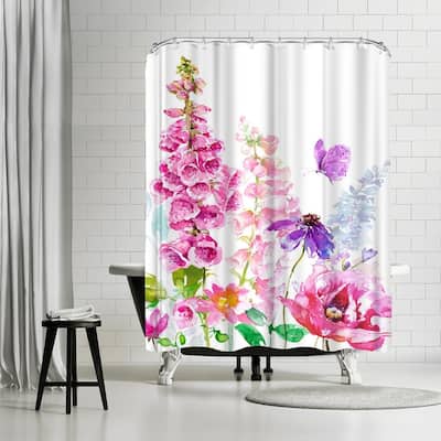 Americanflat 71" x 74" Shower Curtain, Foxglove Floral by Harrison Ripley