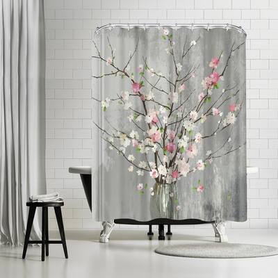 Americanflat 71" x 74" Shower Curtain, Delicate Pink Blooms by PI Creative Art