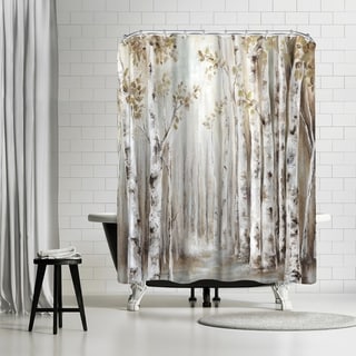 Americanflat 71" x 74" Shower Curtain, Sunset Birch Forest Iii by PI Creative Art