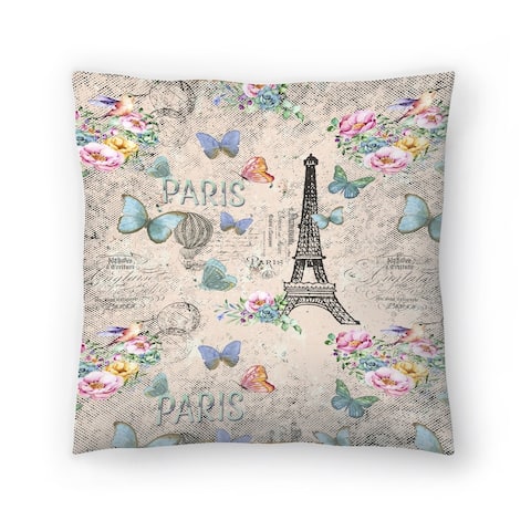 Vintage Typography Paris And Eiffeltower In Pink High - Decorative Throw Pillow
