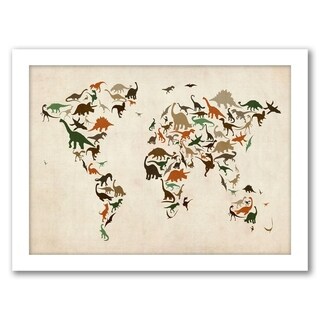 Dinasour Map 2 - Framed Print Wall Art