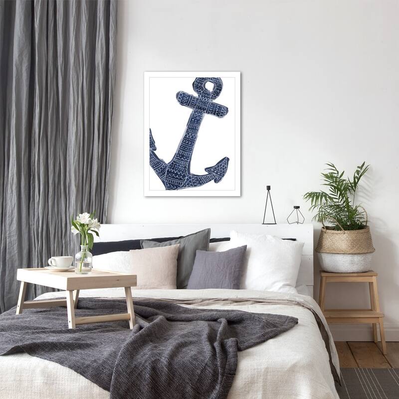 Blue Tribal Anchor - Framed Print Wall Art - Bed Bath & Beyond - 31036502