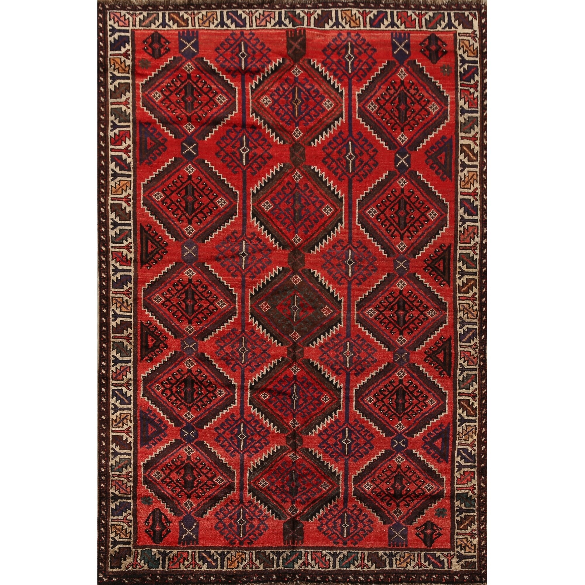 Geometric Red Moroccan 6x8 Hand-knotted Oriental Area Rug Indoor/ Outdoor  Carpet