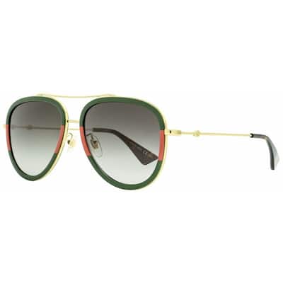 Gucci GG0062S 003 Womens Gold/Green/Red 57 mm Sunglasses